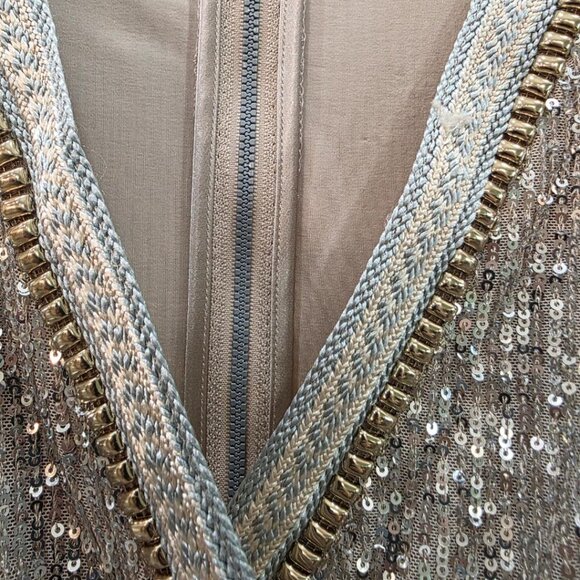 NWT Guess Sequined Cocktail Party Dress Silver/Gold Women's XS Lined, V-Neck! - Picture 8 of 16